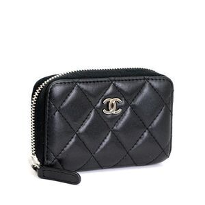 Chanel Matelasse Round Fastener Wallet Lambskin Black